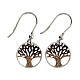Silver 925 Tree of Life earrings with golden diamonds s1