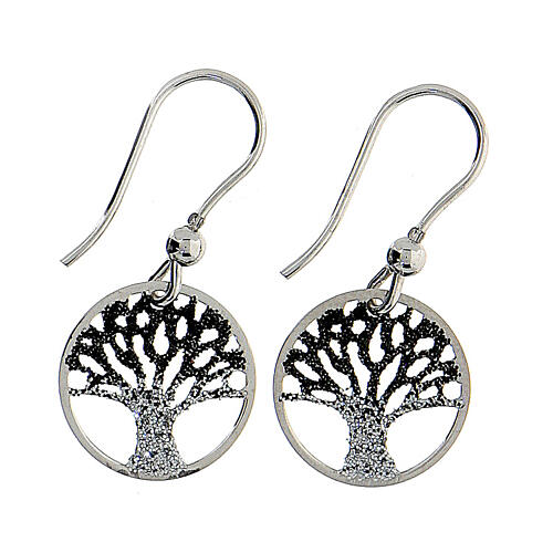 Tree of Life earrings, 925 silver and black-silver diamond finish 1