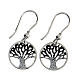 Silver diamond earrings Tree of Life 1.5 cm s1