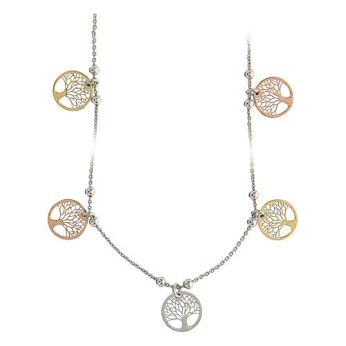 Necklace with Tree of Life medals, different finishes, 925 silver, 46 cm 1