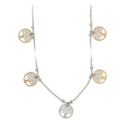 Necklace with Tree of Life medals, different finishes, 925 silver, 46 cm 3