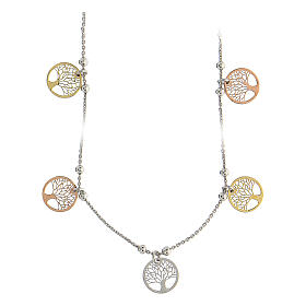 Collier argento 925 medagliette Albero Vita 46 cm