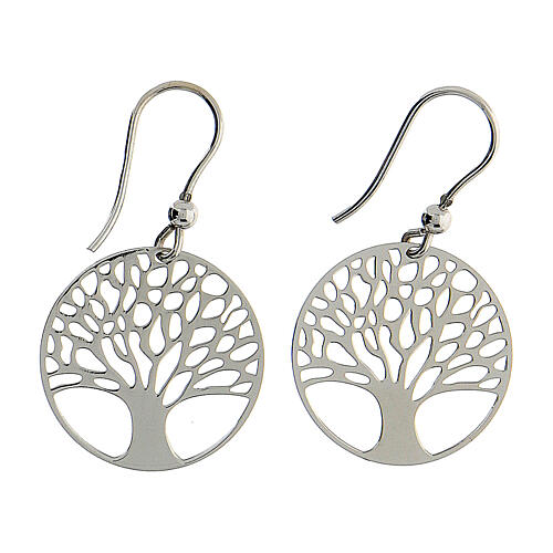 Shiny 925 silver Tree of Life earrings 2 cm 1