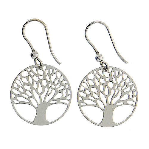 Shiny 925 silver Tree of Life earrings 2 cm 3