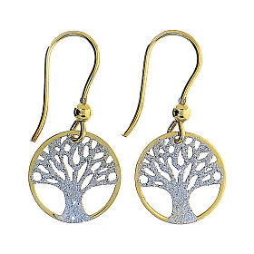 Gold-plated 925 silver diamond Tree of Life earrings 1.5 cm