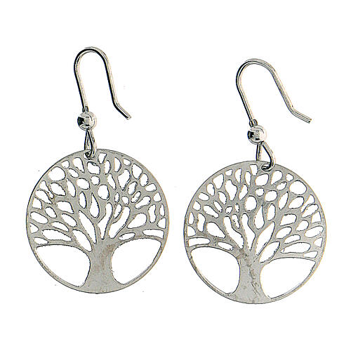 Round 925 silver earrings with diamond Tree of Life 2 cm 3