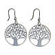 Round 925 silver earrings with diamond Tree of Life 2 cm s1