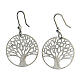Round 925 silver earrings with diamond Tree of Life 2 cm s3