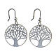 Round earrings 925 silver Tree of Life diamond 2 cm s1