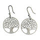 Round earrings 925 silver Tree of Life diamond 2 cm s3