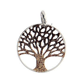 Anhänger aus 925er Silber Baum des Lebens mit kleinen Diamanten, 2 cm