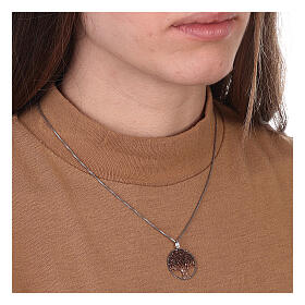 Round pendant 2 cm 925 silver diamonds Tree of Life