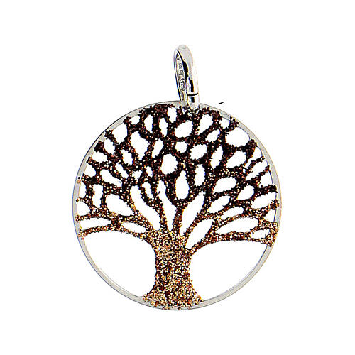 Round pendant 2 cm 925 silver diamonds Tree of Life 1