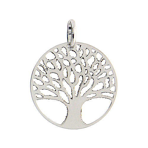 Ciondolo rotondo 2 cm argento 925 Albero della Vita diamantato 3
