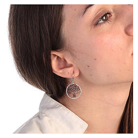 Ohrringe aus 925er Silber Baum des Lebens mit Diamanten, 2 cm