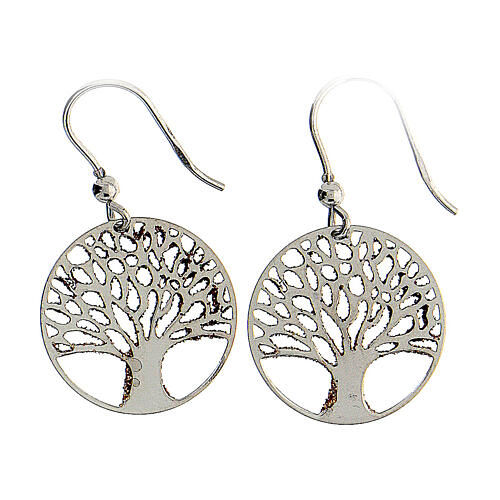 Earrings 2 cm 925 silver Tree of Life diamonds 3