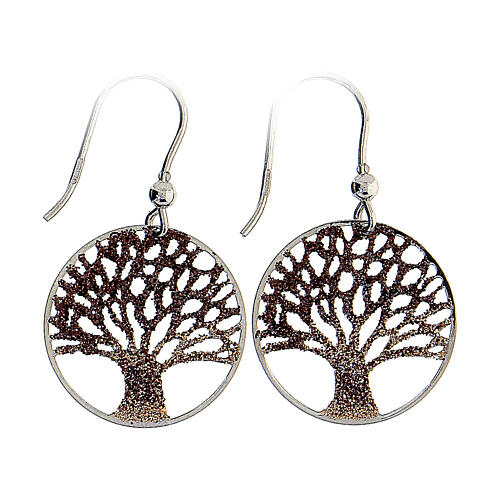 Tree of Life diamond earrings 2 cm 925 silver 1