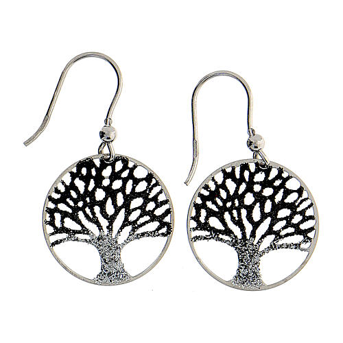 Tree of Life 925 silver diamond earrings 2 cm 1