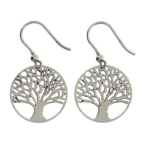 Tree of Life 925 silver diamond earrings 2 cm 3