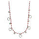 Necklace with hearts and red beads, 925 silver, 44 cm s1