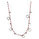 Necklace with hearts and red beads, 925 silver, 44 cm s3