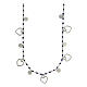 925 silver hearts necklace with blue beads 44 cm s1