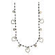 Necklace with hearts and black beads, 925 silver, 44 cm s1