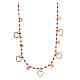 Necklace with hearts and red beads, rosé 925 silver s1