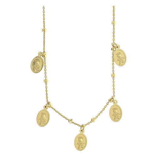 Naszyjnik z medalikami, pozłacane srebro 925 3