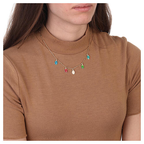 Naszyjnik z medalikami, pozłacane srebro 925 4