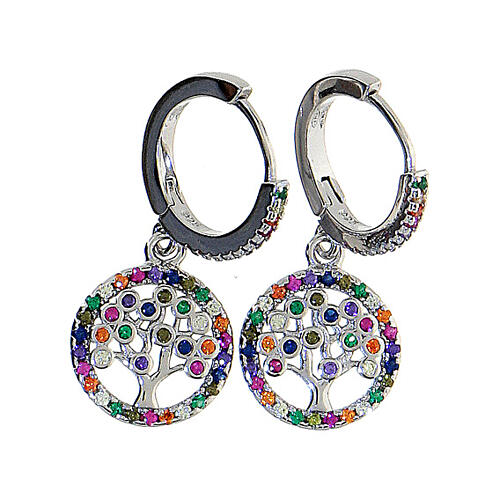 Tree of Life earrings, 925 silver and colourful zircons, 2.5 cm 3
