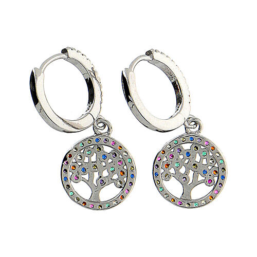 Tree of Life earrings, 925 silver and colourful zircons, 2.5 cm 5
