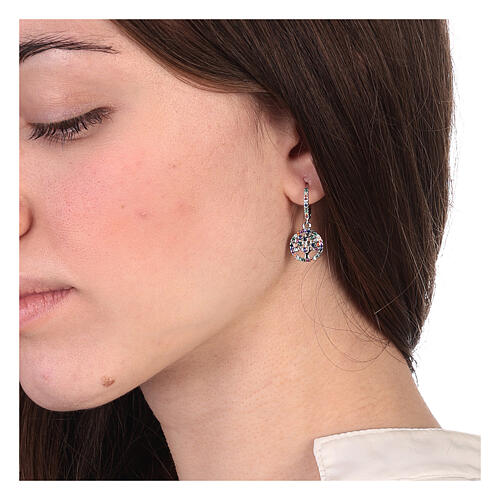 925 silver pendant earrings with colored zircons 2.5 cm 2
