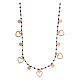 Necklace with blue beads of 1 mm and heart-shaped medals, rosé 925 silver s1