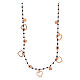Necklace with blue beads of 1 mm and heart-shaped medals, rosé 925 silver s3