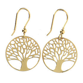 Golden Tree of Life earrings 2 cm in 925 silver
