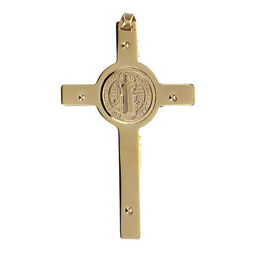 Latin cross pendant, Saint Benedict medal, 14K gold, 6x3.5 cm, 8 g 3