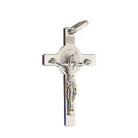 Saint Benedict Crucifix, rhodium plated 925 silver, 3x2 cm
