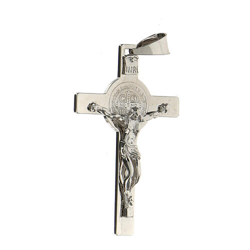 Kreuz aus rhodiniertem 925 Silber mit Sankt Benedikt, 4,5 x 2,5 cm 2