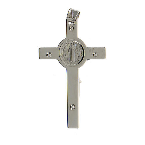 Kreuz aus rhodiniertem 925 Silber mit Sankt Benedikt, 4,5 x 2,5 cm 3