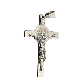 Croix argent 925 rhodié Saint Benoît 4,5x2,5 cm