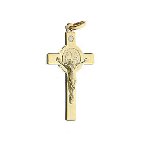 Saint Benedict crucifix pendant in 14 kt gold 3.64 gr and diamond 3 x 1.8 cm
