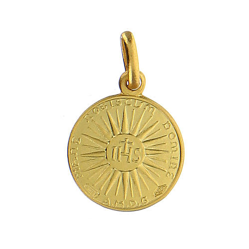 Wisiorek, Święty Całun IHS, złoto 18k, 2,44 g, 1,5x1,2 cm 2