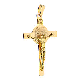 Kreuz-Anhänger mit Sankt Benedikt aus 18 Karat Gold (9,4 g), 6 x 3,5 cm