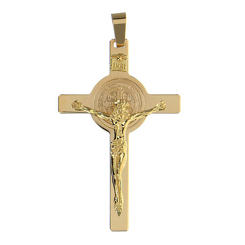 Kreuz-Anhänger mit Sankt Benedikt aus 18 Karat Gold (9,4 g), 6 x 3,5 cm 1