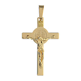 Crucifix Saint Benoît pendentif or 18K 4,5x2,5 cm 5,65 g