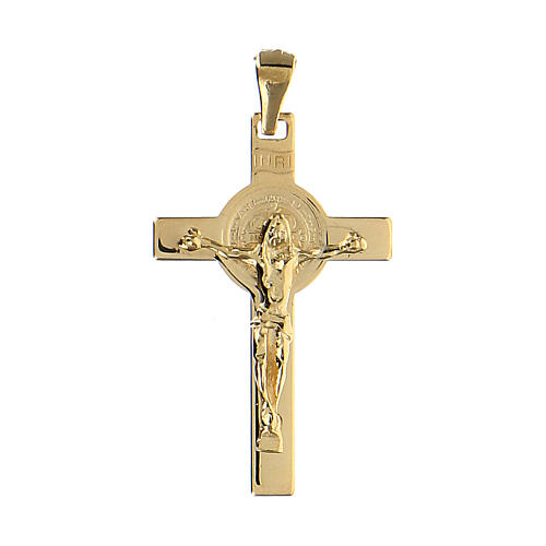 Saint Benedict crucifix, 18K gold pendant, 3.22 g, 3.5x2 cm 1
