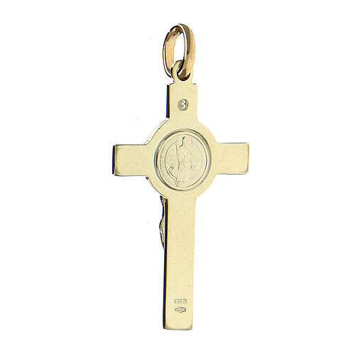 Saint Benedict crucifix with diamond, 18K gold pendant, 5.52 g, 4.5x2.5 cm 3