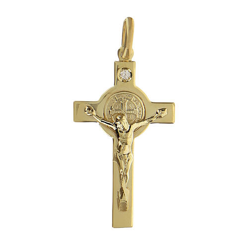 Krzyżyk świętego Benedykta złoto 14 kt 5,5 g i diament 4,5x2,5 cm 1