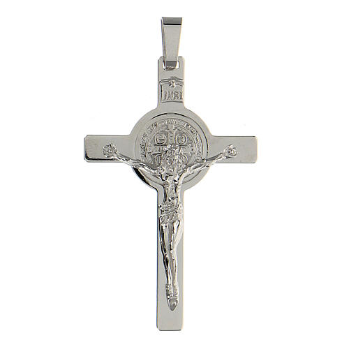 Kreuz-Anhänger von Sankt Benedikt aus 18 Karat Weißgold (9,12 g), 5x3 cm 1